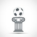 Soccer ball lies on the ancient Greek column