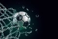 Soccer ball made of metal breaking metal net Royalty Free Stock Photo