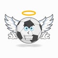 Soccer Ball mascot character dressed like an angel. vector illustration