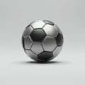 A soccer ball with a metallic texture, featuring a classic hexagonal and pentagonal Royalty Free Stock Photo