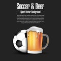 Soccer ball with mug of beer Royalty Free Stock Photo