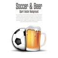 Soccer ball with mug of beer Royalty Free Stock Photo