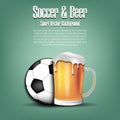 Soccer ball with mug of beer Royalty Free Stock Photo