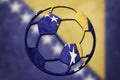 Soccer ball national Bosnia and Herzegovina flag. Bosnian football ball. Royalty Free Stock Photo