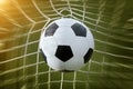 Soccer ball in a net and motion blure