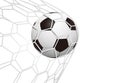 Soccer ball in net isolated, football ball in goal net on a transparent white background