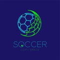 Soccer ball with net logo icon outline stroke set dash line design illustration Royalty Free Stock Photo