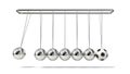 Soccer ball on Newton`s Cradle. 3d illustration