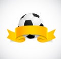Soccer ball with orange ribbon