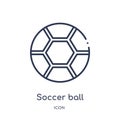 soccer ball with pentagons icon from sports outline collection. Thin line soccer ball with pentagons icon isolated on white