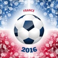 Soccer ball poster with french flag like background