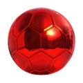 Soccer ball red isolated, shiny metal sphere icon. Generative Ai