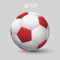 Soccer ball in red and white realistic isolated Royalty Free Stock Photo