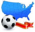 Soccer Ball with Ribbon and USA Map Royalty Free Stock Photo