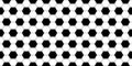 Soccer ball seamless pattern. Repeating black football print isolated on white background. Repeated hexagon texture sport prints Royalty Free Stock Photo