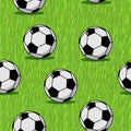 Soccer ball seamless pattern. Sports accessory ornament. Football background. Texture for sports team game with ball Royalty Free Stock Photo