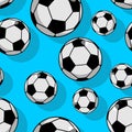 Soccer ball seamless pattern. Sports accessory ornament. Royalty Free Stock Photo