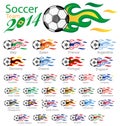 Soccer ball set with flag flame Royalty Free Stock Photo