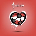 Soccer ball shaped as a heart in color of Austria flag Royalty Free Stock Photo