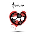 Soccer ball shaped as a heart in color of Austria flag Royalty Free Stock Photo