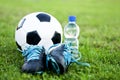 Soccer ball and shoes Royalty Free Stock Photo