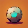 Soccer ball simple illustration. Bright cartoon soccer ball on an orange background. AI-generated