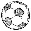 Soccer ball sketch. Football symbol. Sport game icon