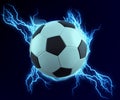 Soccer ball spark with blue thunder