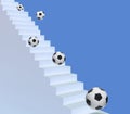 Soccer ball the stairs. champion concept growth and the path to success