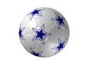 Soccer ball with stars, isolated blue