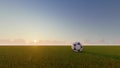 Soccer ball sunset sunrise sport concept Royalty Free Stock Photo