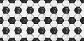 Soccer ball texture. Football seamless pattern in grunge style. Black and white hexagon wallpaper. Vector repeated tile design Royalty Free Stock Photo