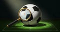 A soccer ball with the traditional black and white pentagonal and Royalty Free Stock Photo
