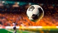 The soccer ball traverses the expansive field of the stadium. Generative AI