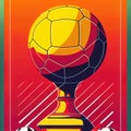 soccer ball trophy illustration, championship tournament finals poster art, ai generated image