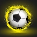 Soccer ball in yellow flame