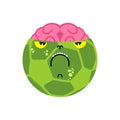 Soccer ball Zombie isolated. Green dead ball and brain. vector illustration