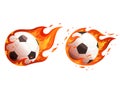 Soccer balls on fire. Design for a football match Royalty Free Stock Photo