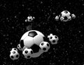 Soccer balls in the space