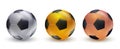 Soccer balls vector set on white background. Golden silver and bronze football ball Royalty Free Stock Photo