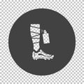 Soccer bandaged leg with aerosol anesthetic icon