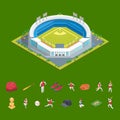 Soccer or Baseball Park or Stadium and Elements Concept 3d Isometric View. Vector Royalty Free Stock Photo