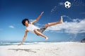 Soccer bicycle kick Royalty Free Stock Photo