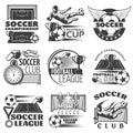 Soccer Black White Emblems Royalty Free Stock Photo