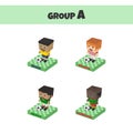 Soccer block isometric cartoon character