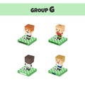 Soccer block isometric cartoon character