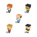 Soccer block isometric cartoon character