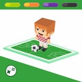 Soccer block isometric cartoon character