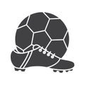 Soccer boot and ball glyph icon