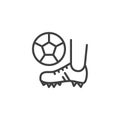 Soccer boot and ball line icon